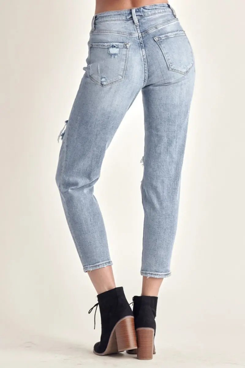 RISEN Distressed Slim Cropped Jeans for Trendy Style - Love Salve